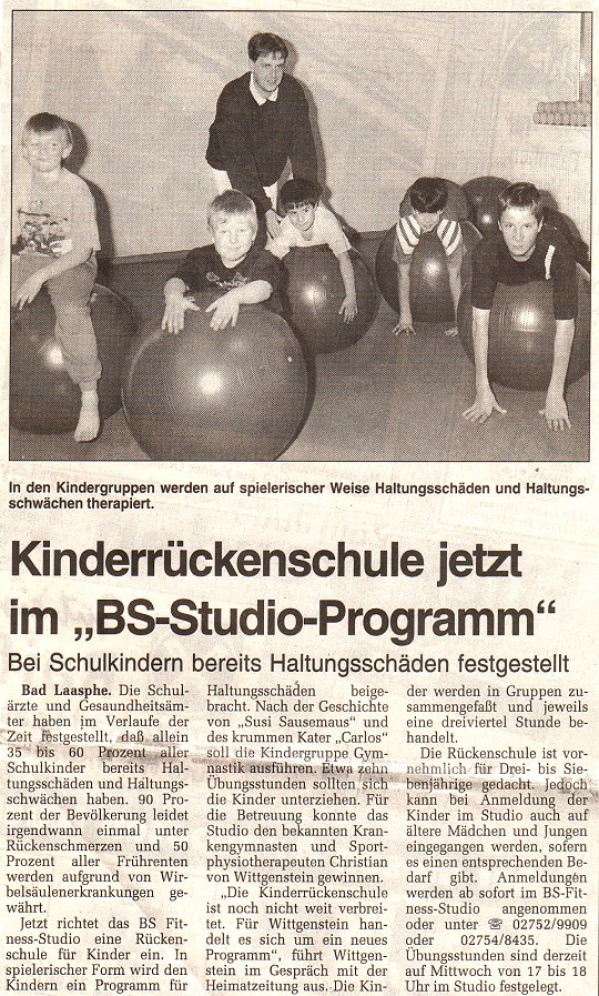 Kinderrückenschule im Fitness-Studio